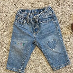 Old Navy Kids Blue Jeans with Heart and Love Embroidery